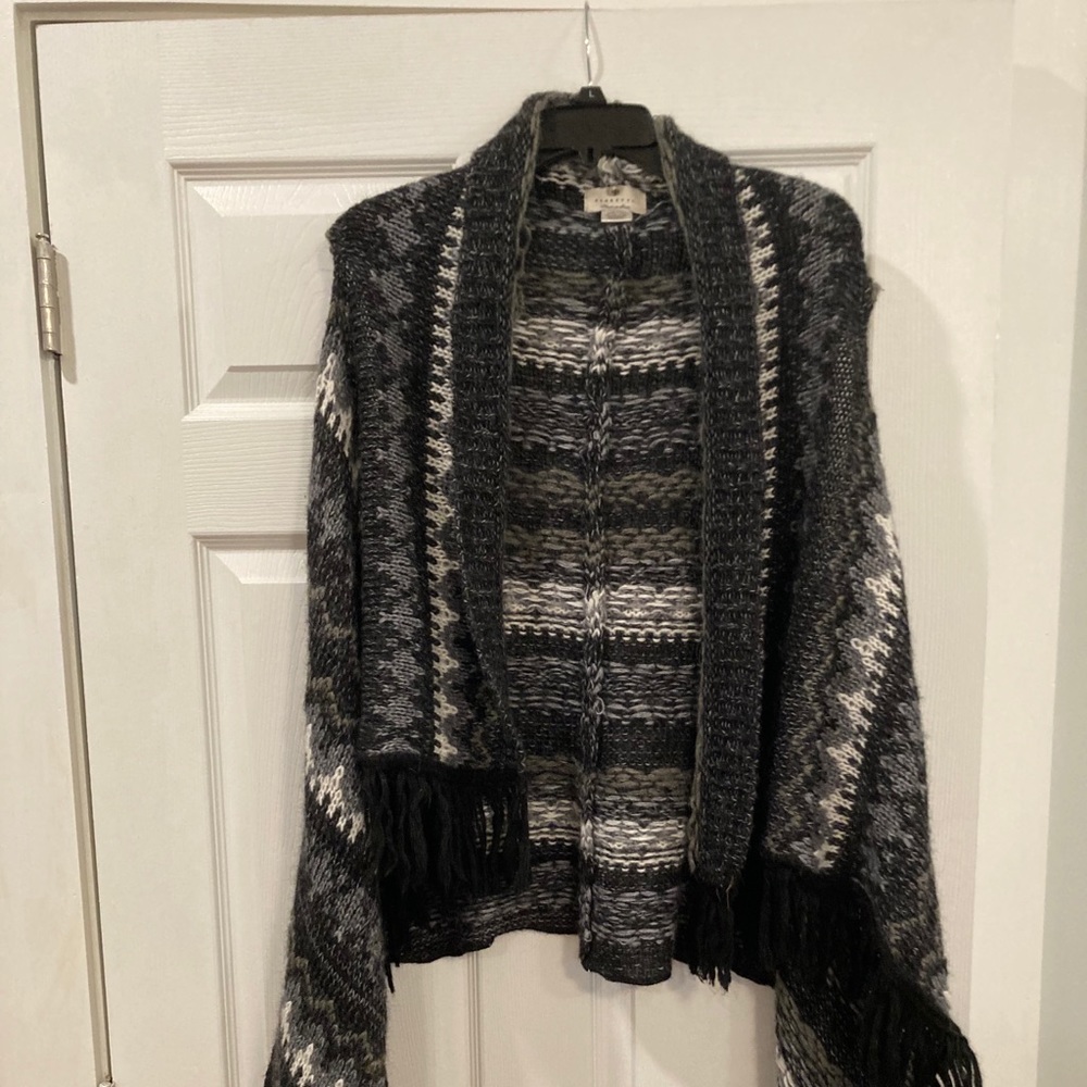 Berretti Sexy Sweater Vest
Black, White and Grey 
Fringed Mohair Blend 
One size